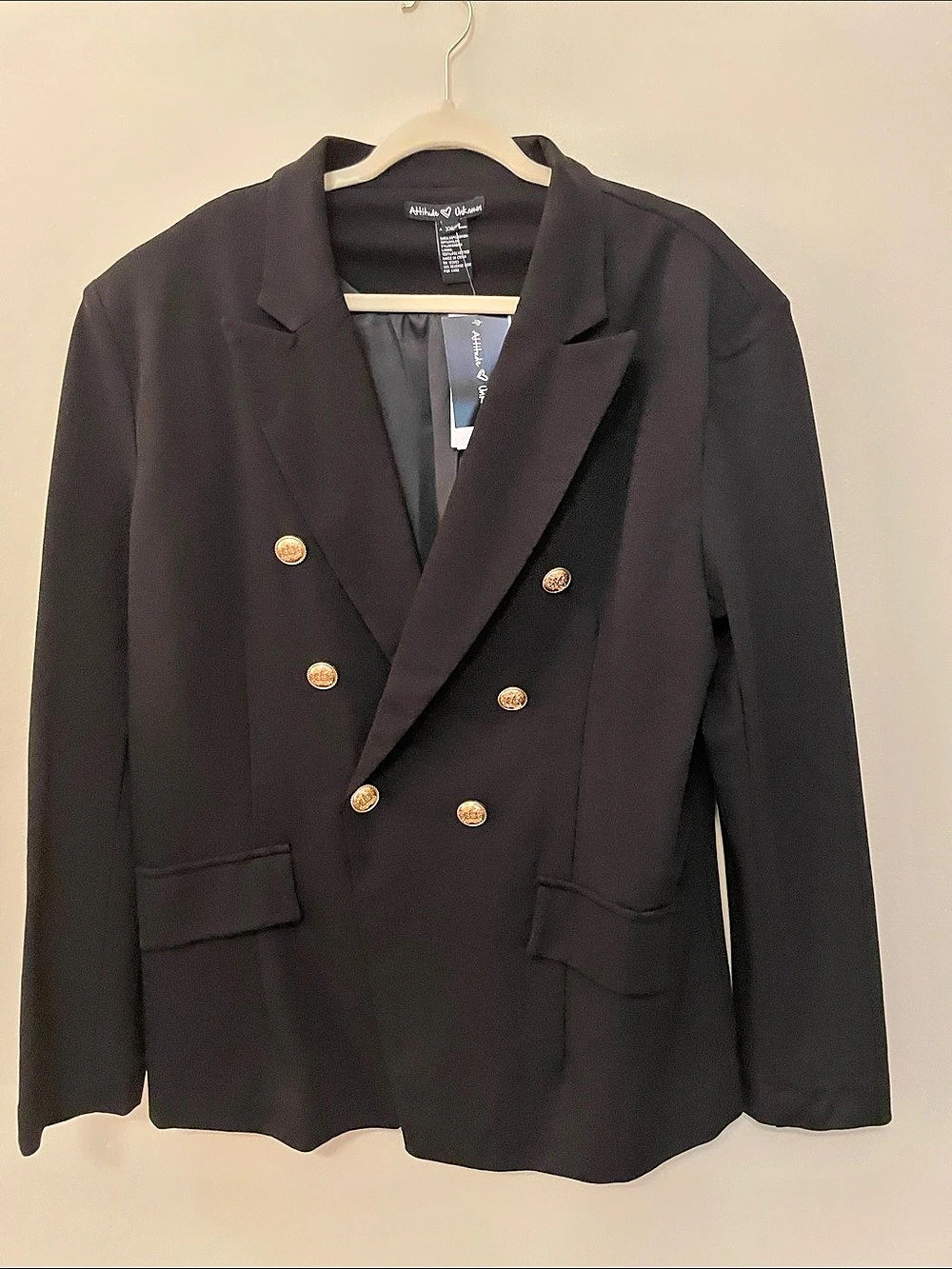 Attitude Unknown Ponte Blazer Double-Breasted Black XXL